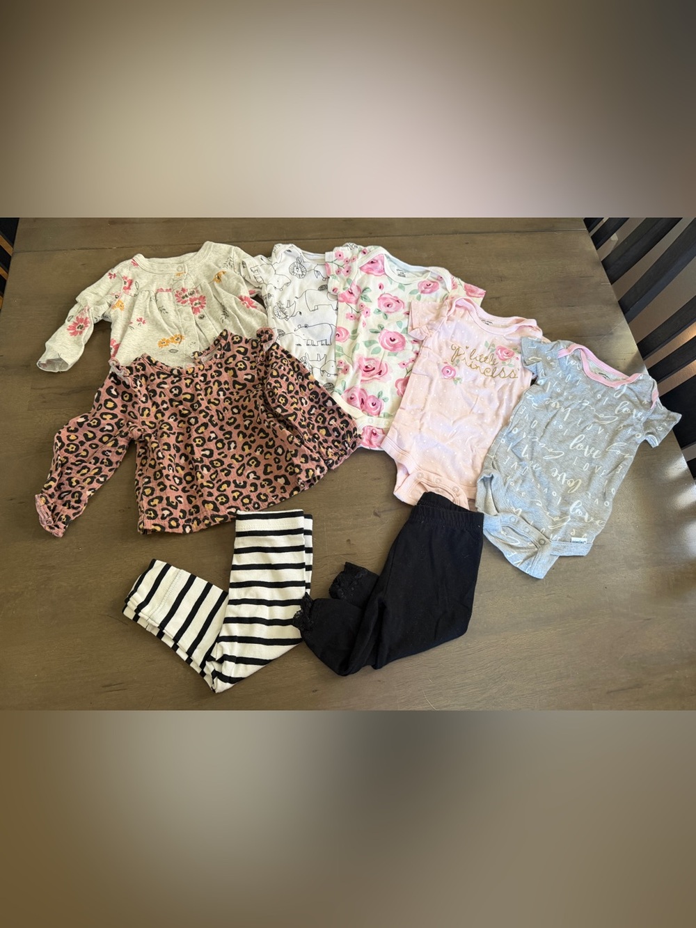 8pc Misc Baby Girls Bundle: 4 bodysuits,
2 pants, 2 tops